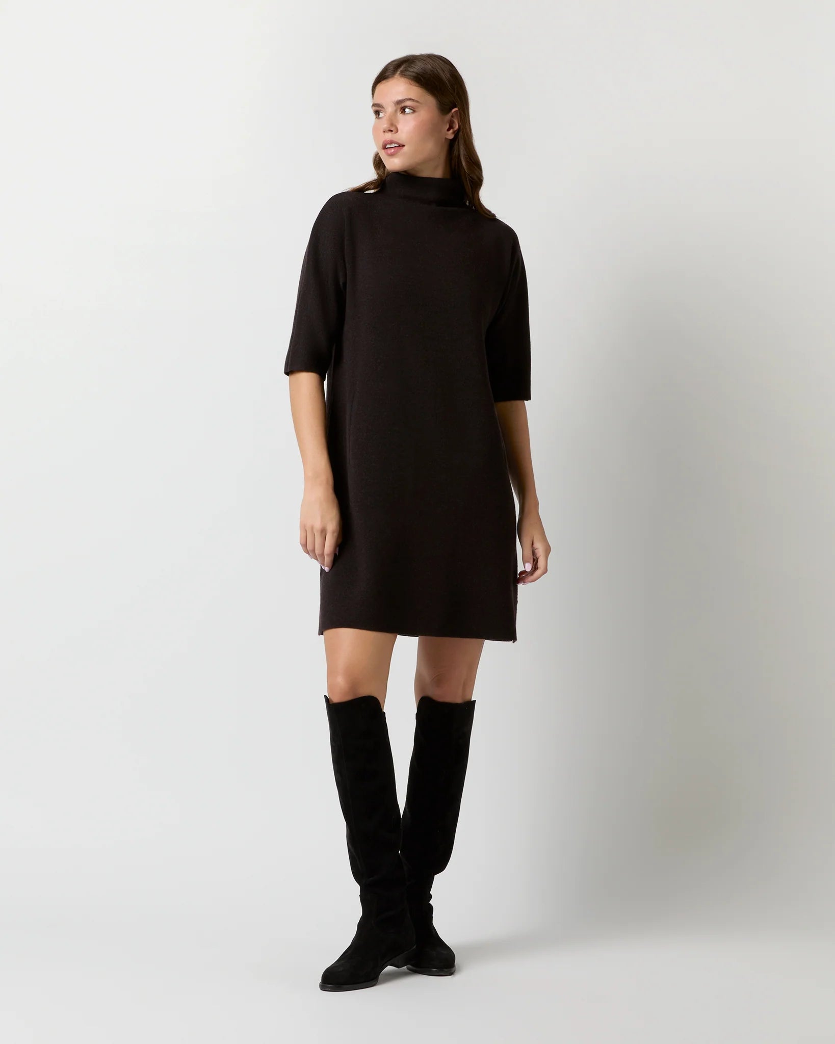 Ann Mashburn Rowan Short-Sleeved Funnel-Neck Dress