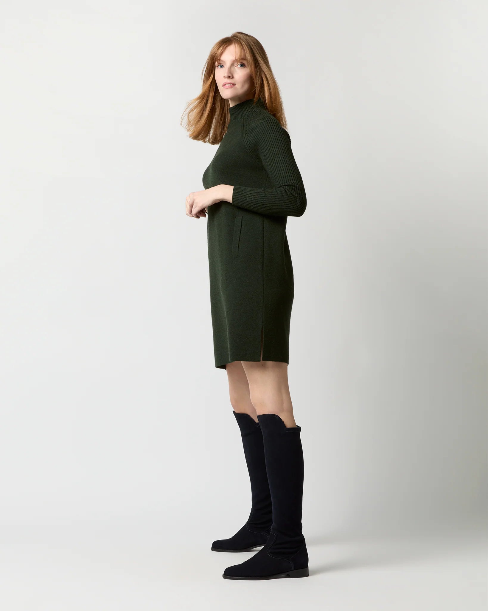 Ann Mashburn Hadley Milano-Stitch Dress in Bottle Green