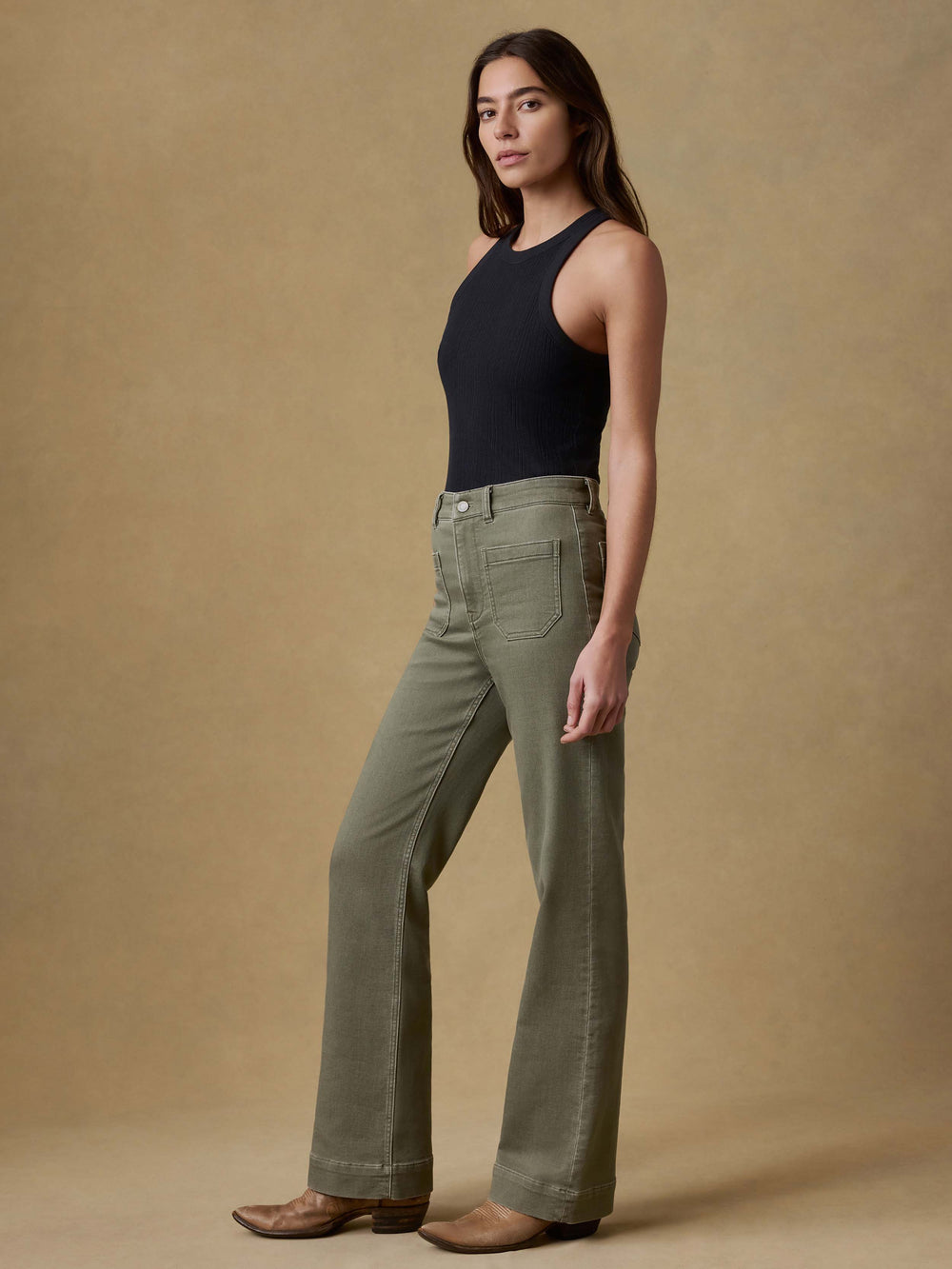 Faherty Stretch Terry Patch Pocket Pant - Island Olive