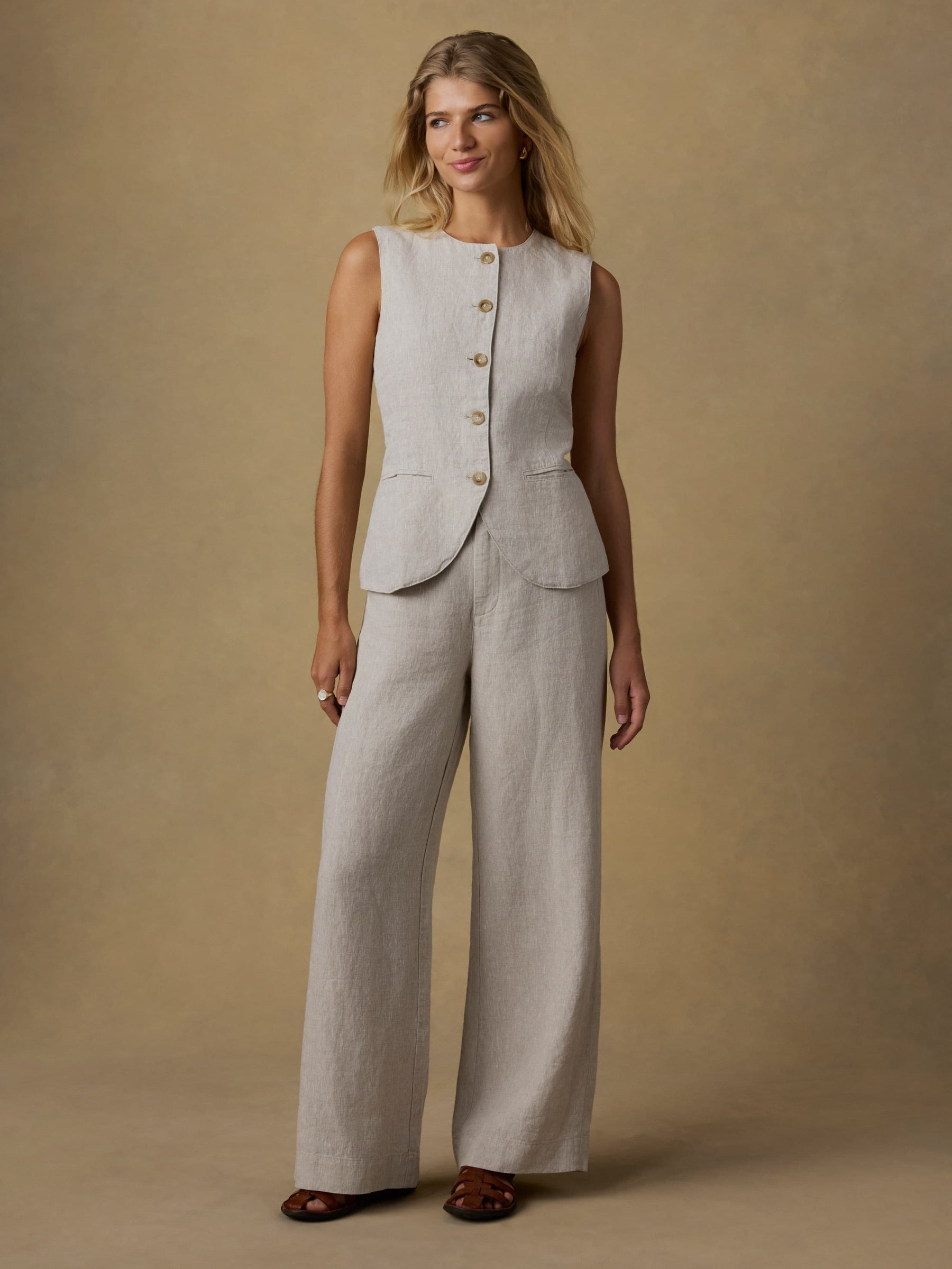 Faherty Sun Strider Linen Pant - Flax