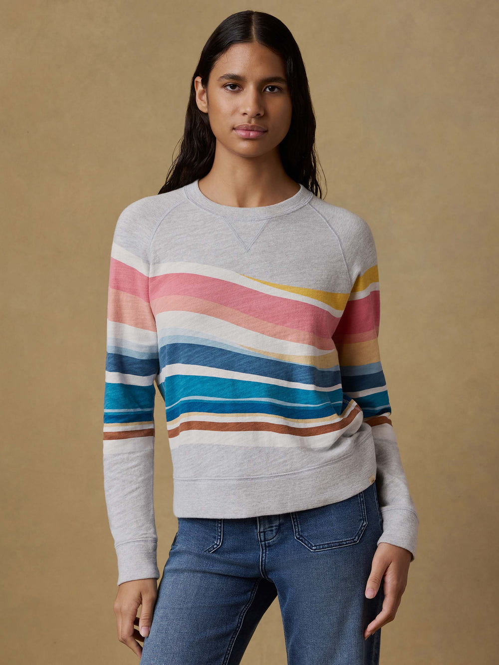 Faherty Sunwashed Organic Crewneck - Soleil Waves