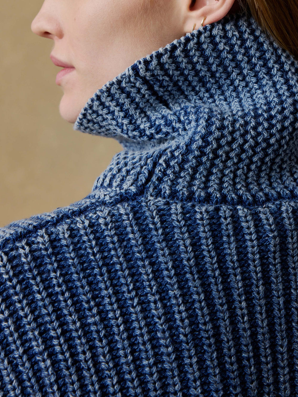 Faherty Sunwashed Cotton Oversized Turtleneck Sweater - Windcliff Indigo Wash