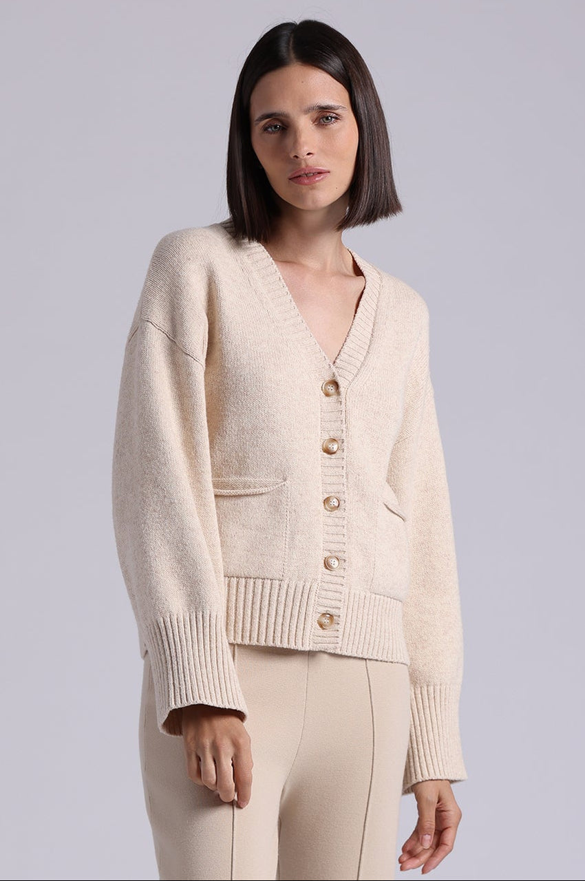 Minnie Rose Luxe Cotton/Cashmere V-Neck Cardigan 97150