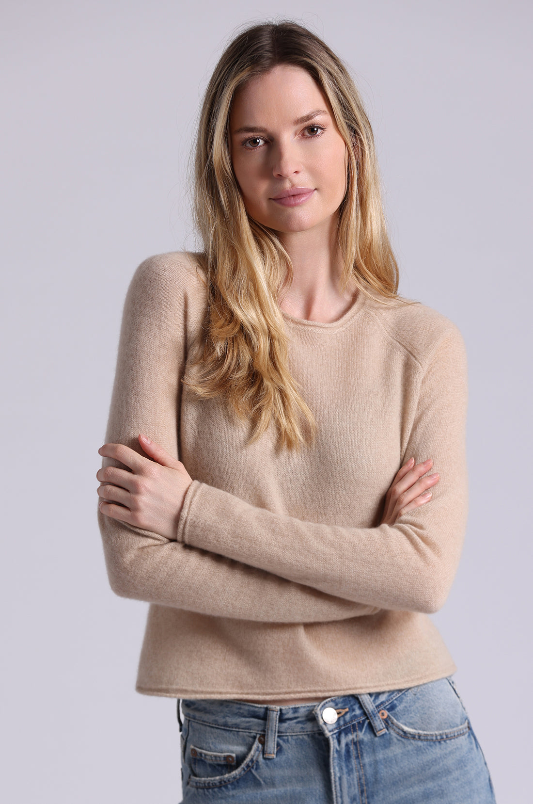 Minnie Rose Sheer Luxury Cashmere Raglan Crew 9705