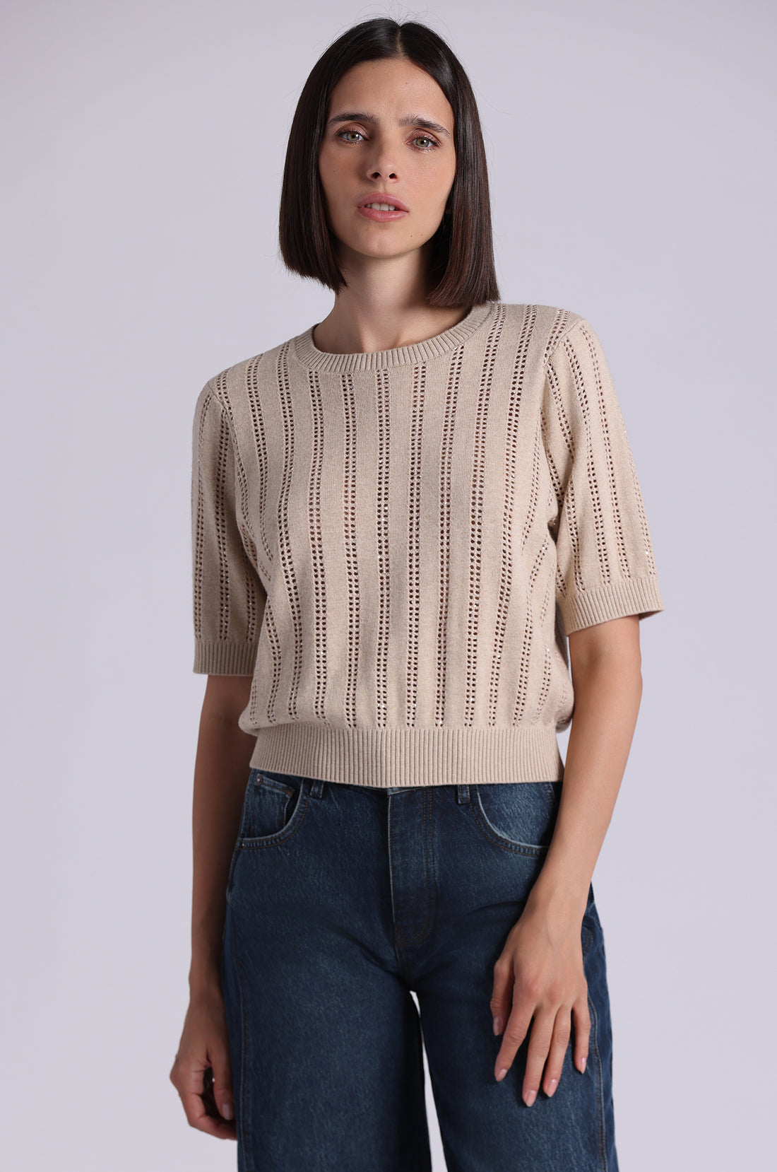 Minnie Rose Sparkle Short Sleeve Crew