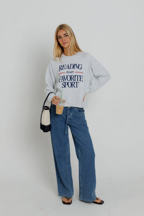 Sunny Somewhere Reading Is My Favorite Raglan Crew Sweatshirt