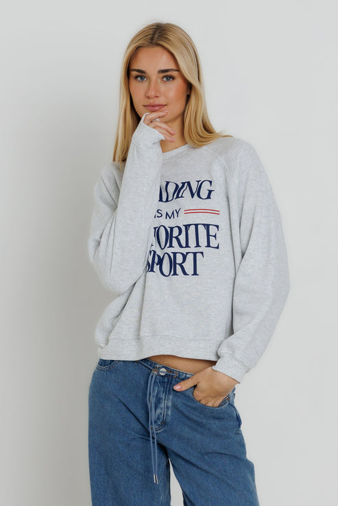 Sunny Somewhere Reading Is My Favorite Raglan Crew Sweatshirt