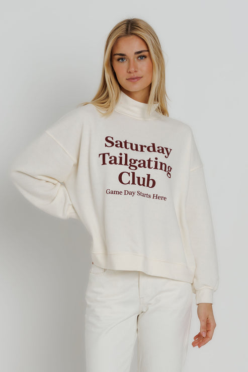 Sunny Somewhere Saturday Tailgaiting Mock Neck Sweatshirt