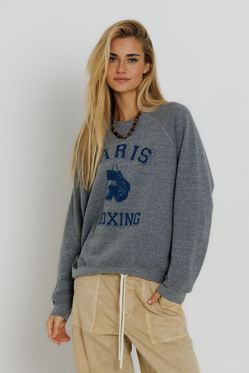 Sunny Somewhere Paris Boxing Raglan Crew Sweatshirt