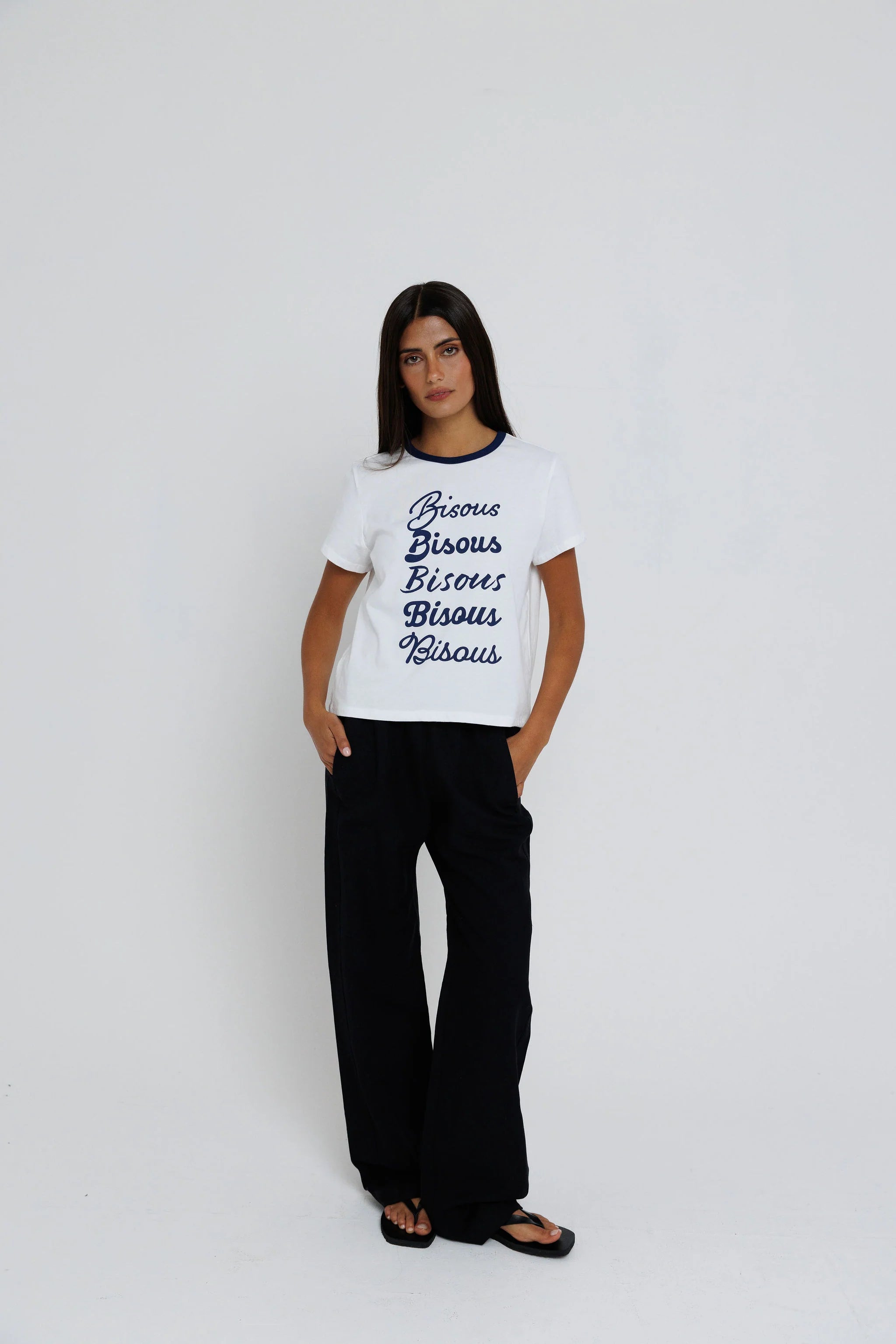 Sunny Somewhere Bisous Ringer Tee