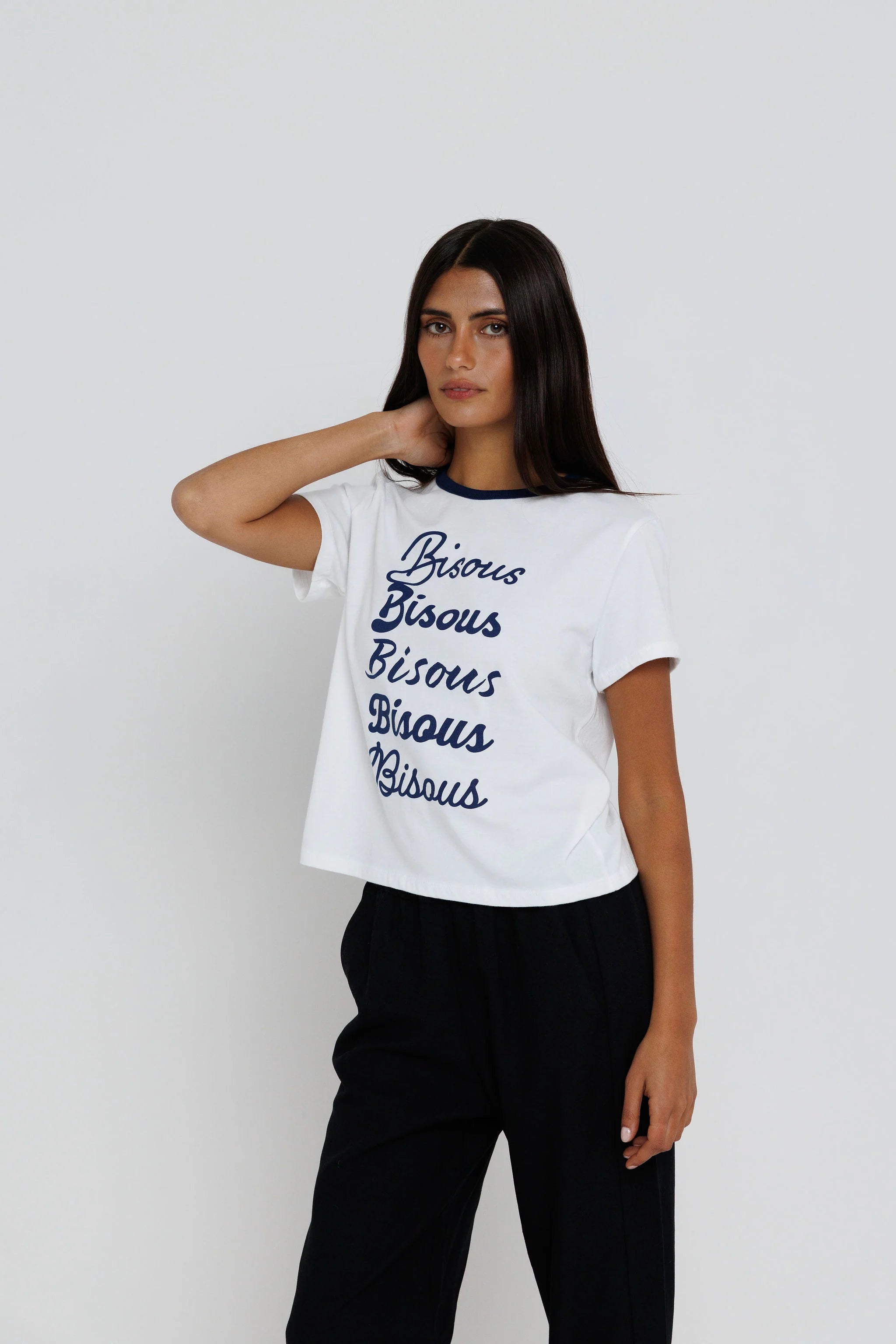 Sunny Somewhere Bisous Ringer Tee