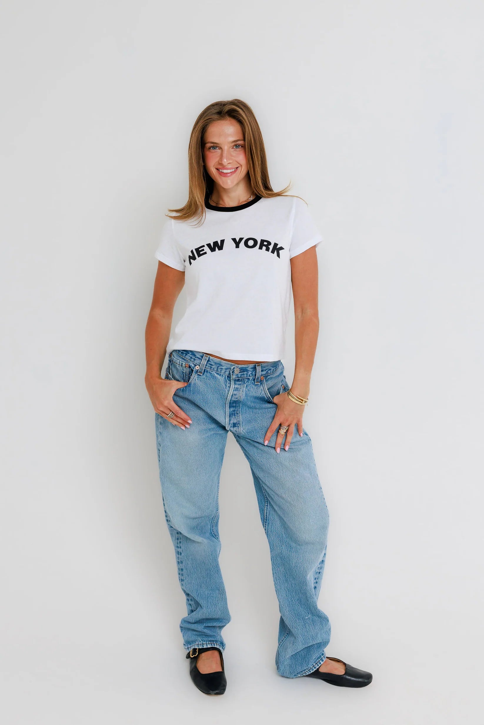 Sunny Somewhere New York Ringer Tee