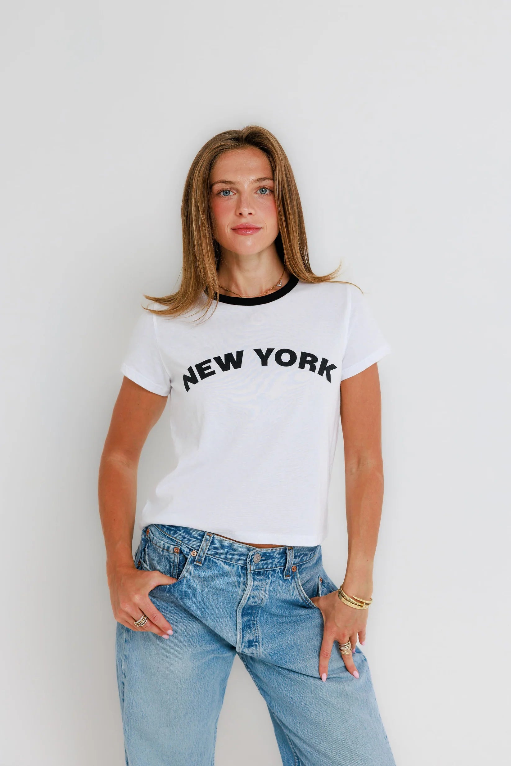 Sunny Somewhere New York Ringer Tee