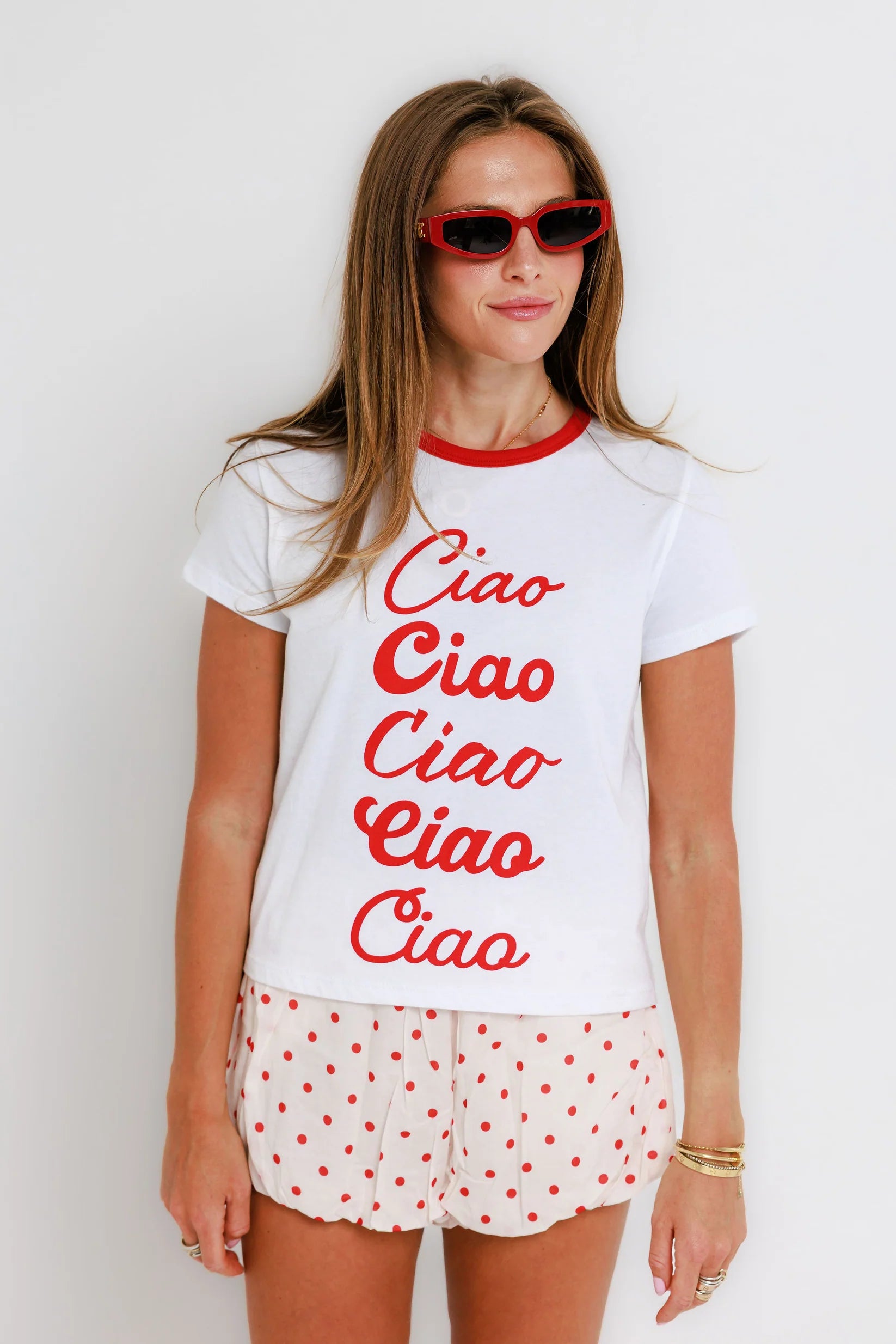 Sunny Somewhere Ciao Ciao Ringer Tee