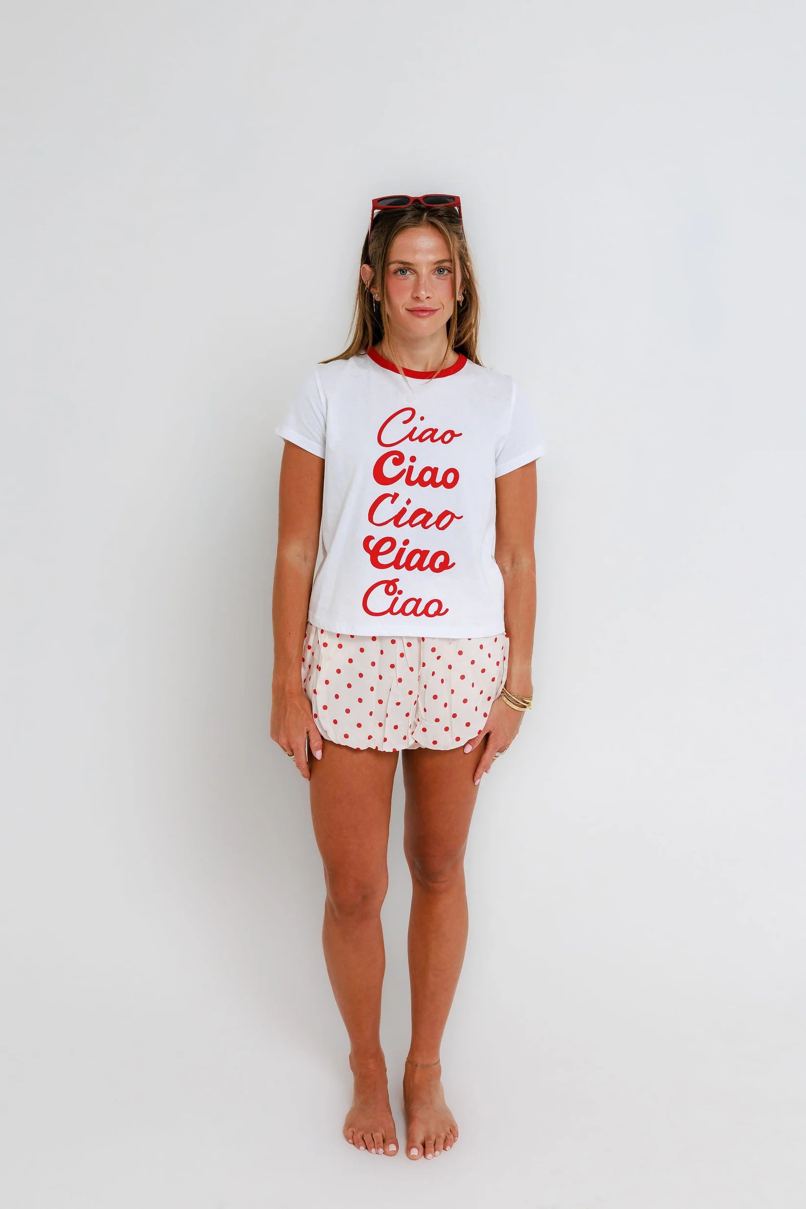 Sunny Somewhere Ciao Ciao Ringer Tee