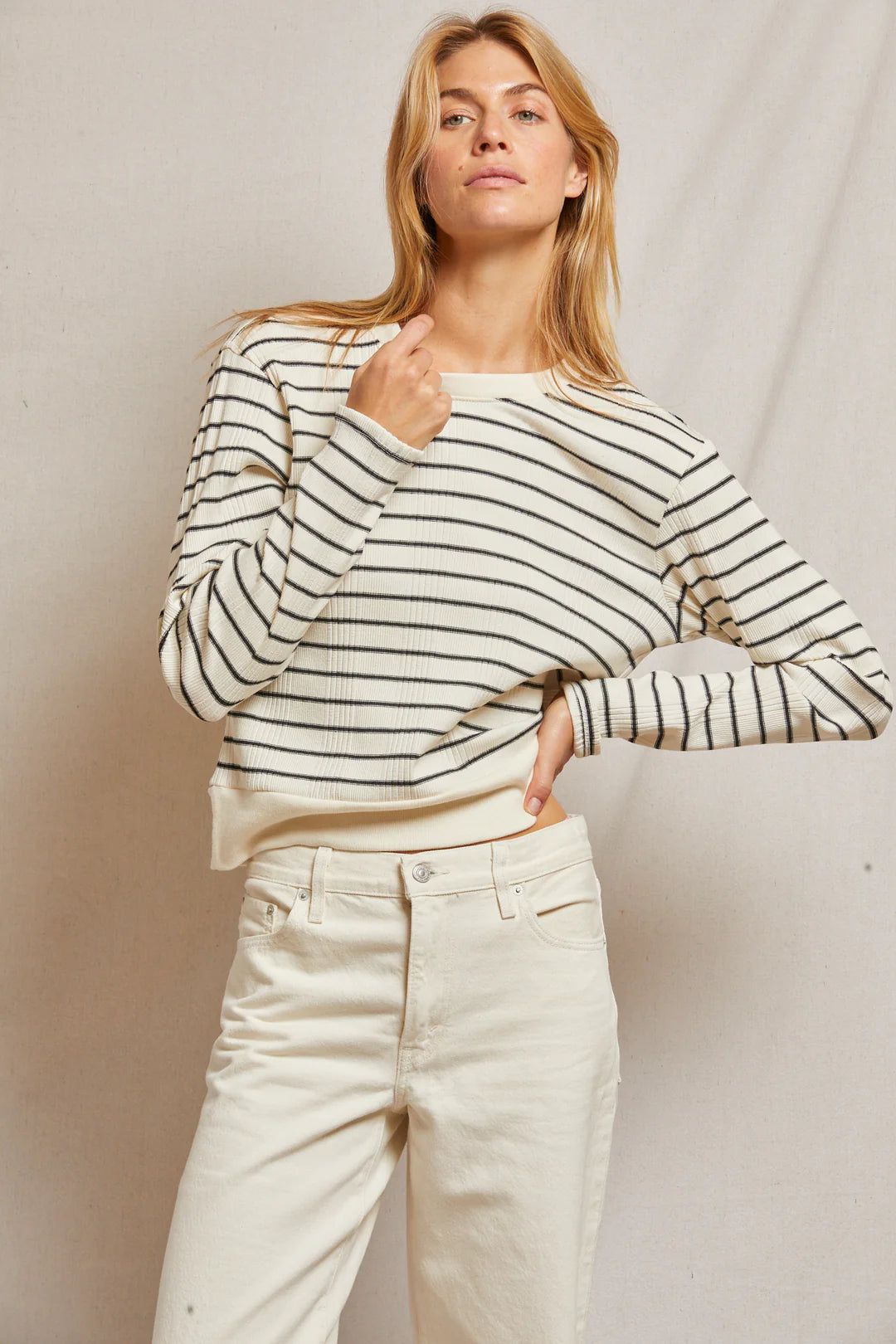 Perfect White Tee Stef Luxe Rib Pullover Sweatshirt