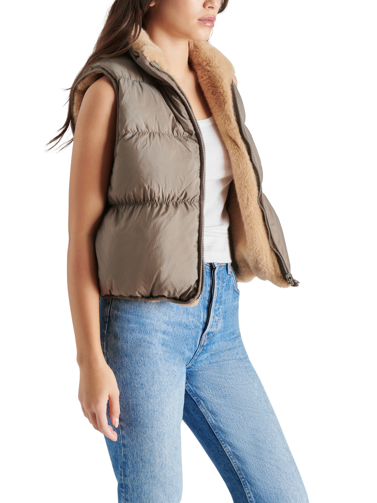 Steve Madden Brady Faux Faur Lined Vest