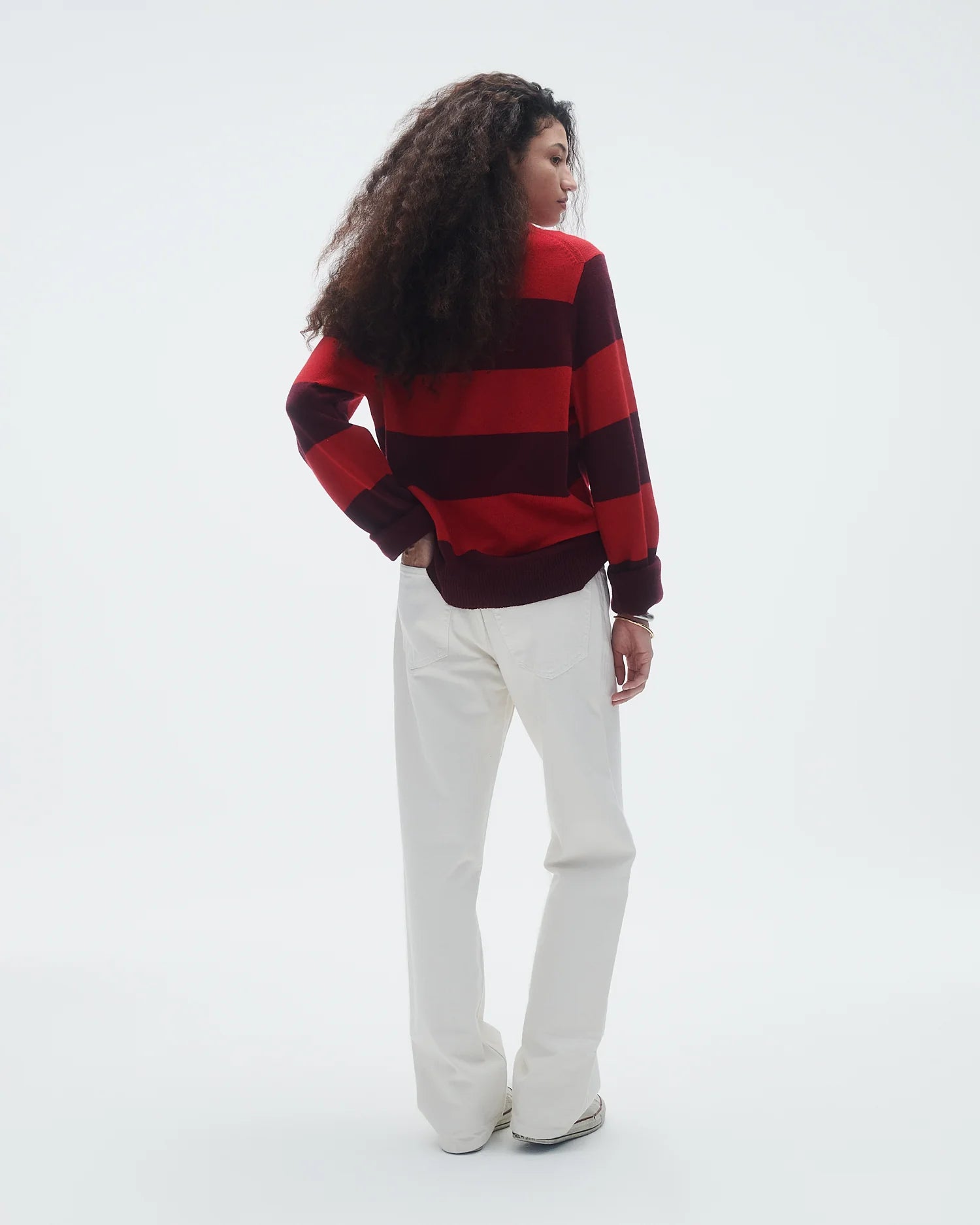 Guest In Residence Stripe Crew True Red/Plum U11210JM