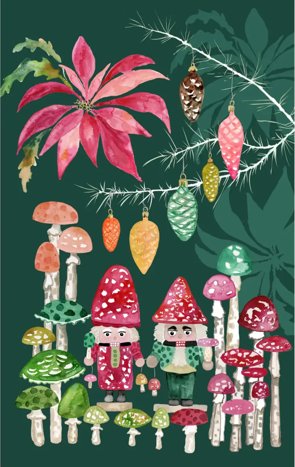 Betsy Olmsted Tea Towel- Mushroomfolk Nutcrackers