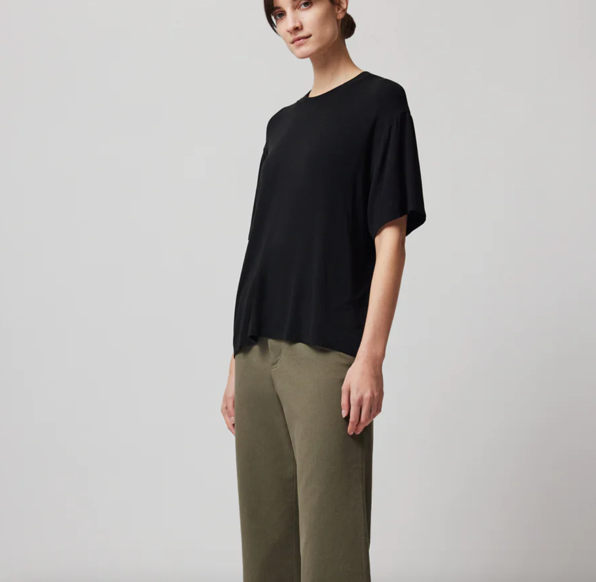 ATM Viscose Blend Jersey Crew Neck Relaxed Tee AW1742-EBG