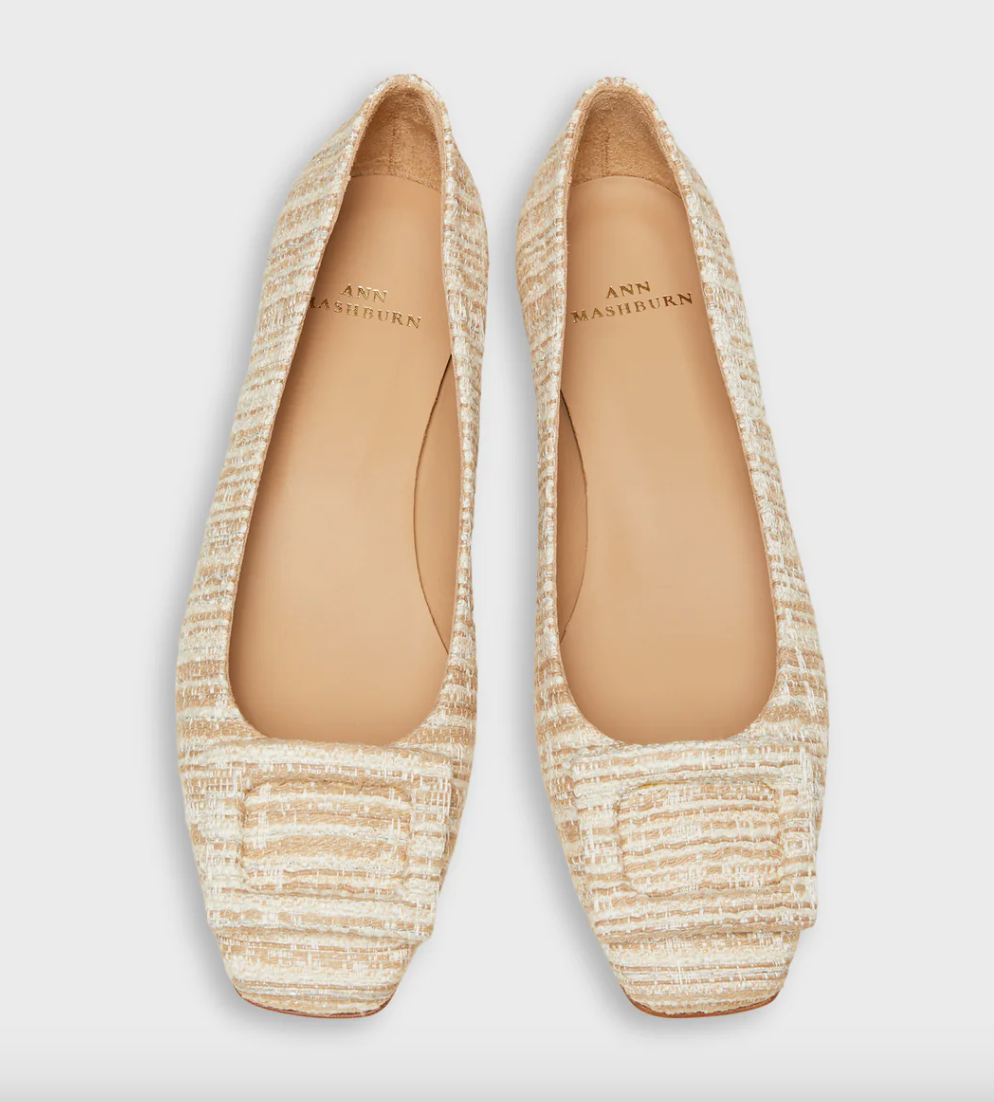 Ann Mashburn Buckle Shoe in Raffia Textured Tweed