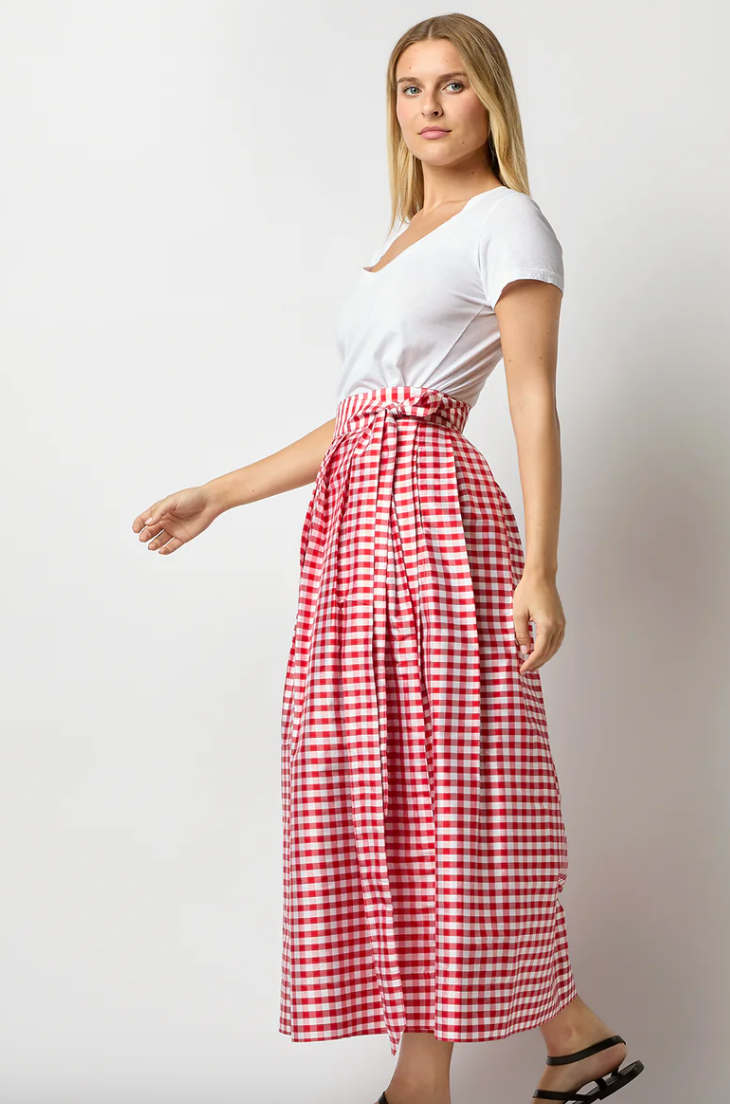 Ann Mashburn Pleated Wrap Midi Skirt