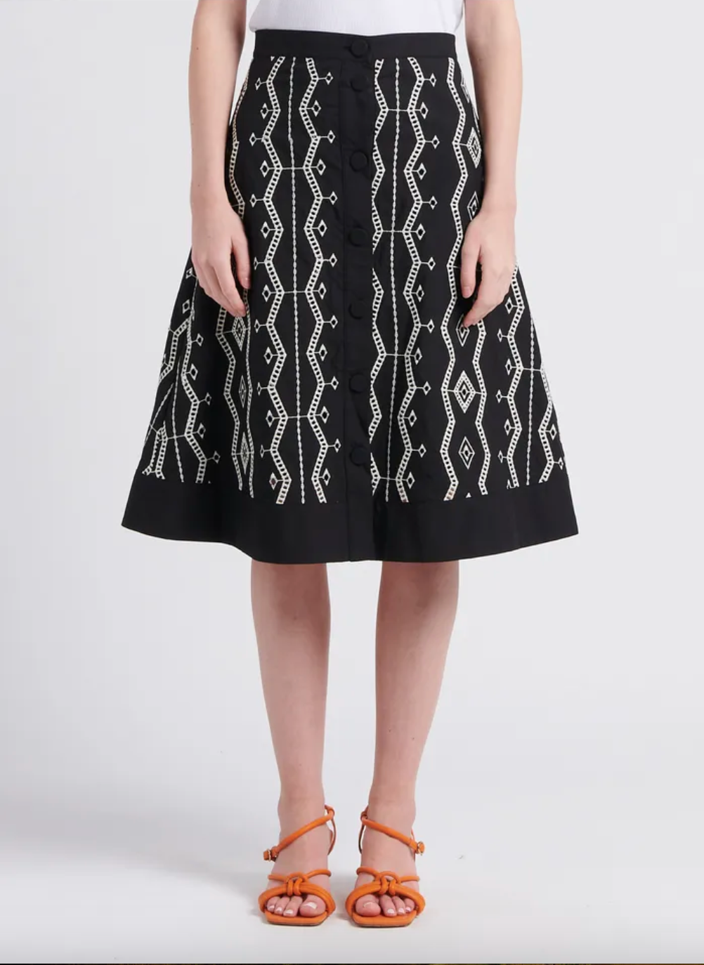 SUNCOO Jupe First Embroidered Midi Skirt