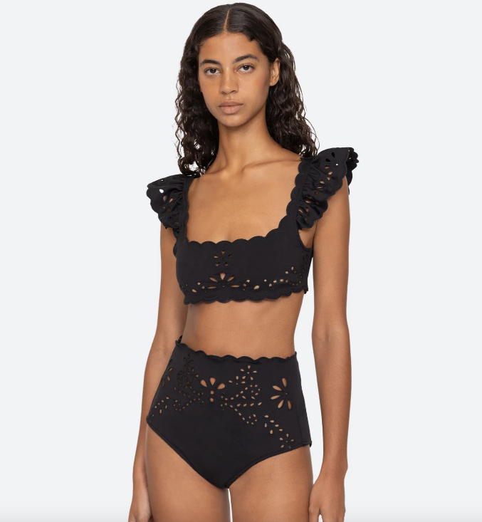 Sea Liat Embroidery Flutter Sleeve Bikini Top