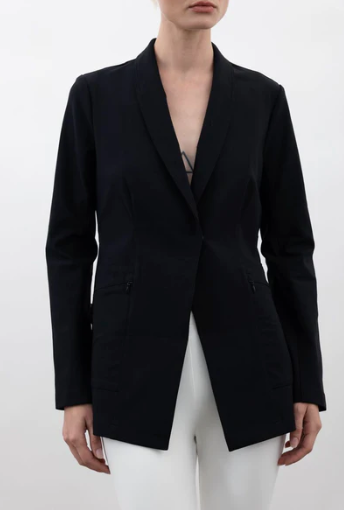 Elaine Kim Tech Stretch Shawl Collar Blazer with Utility Zip Pocket