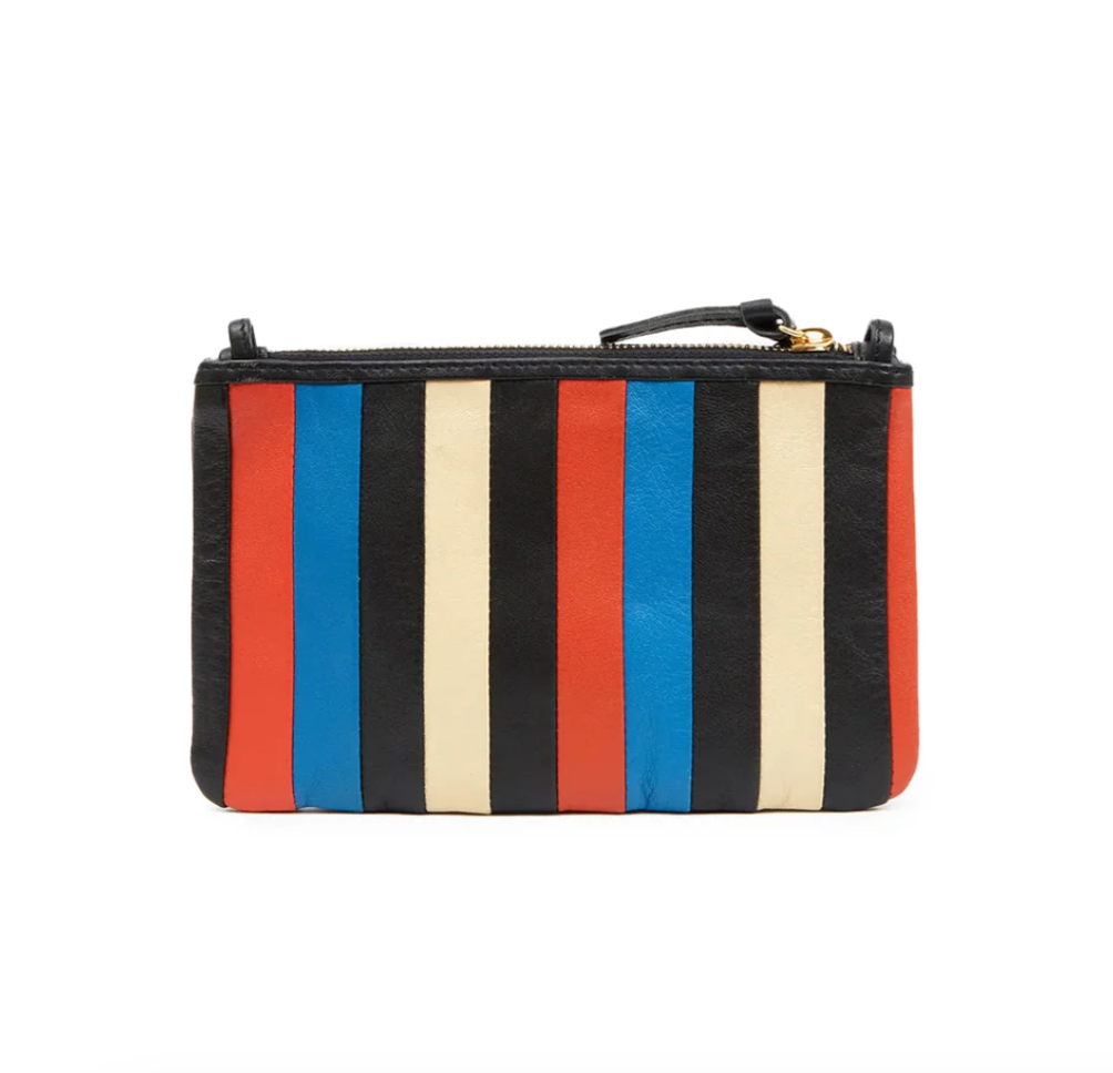Clare V Wallet Clutch with Tabs Nappa Stripe 100164