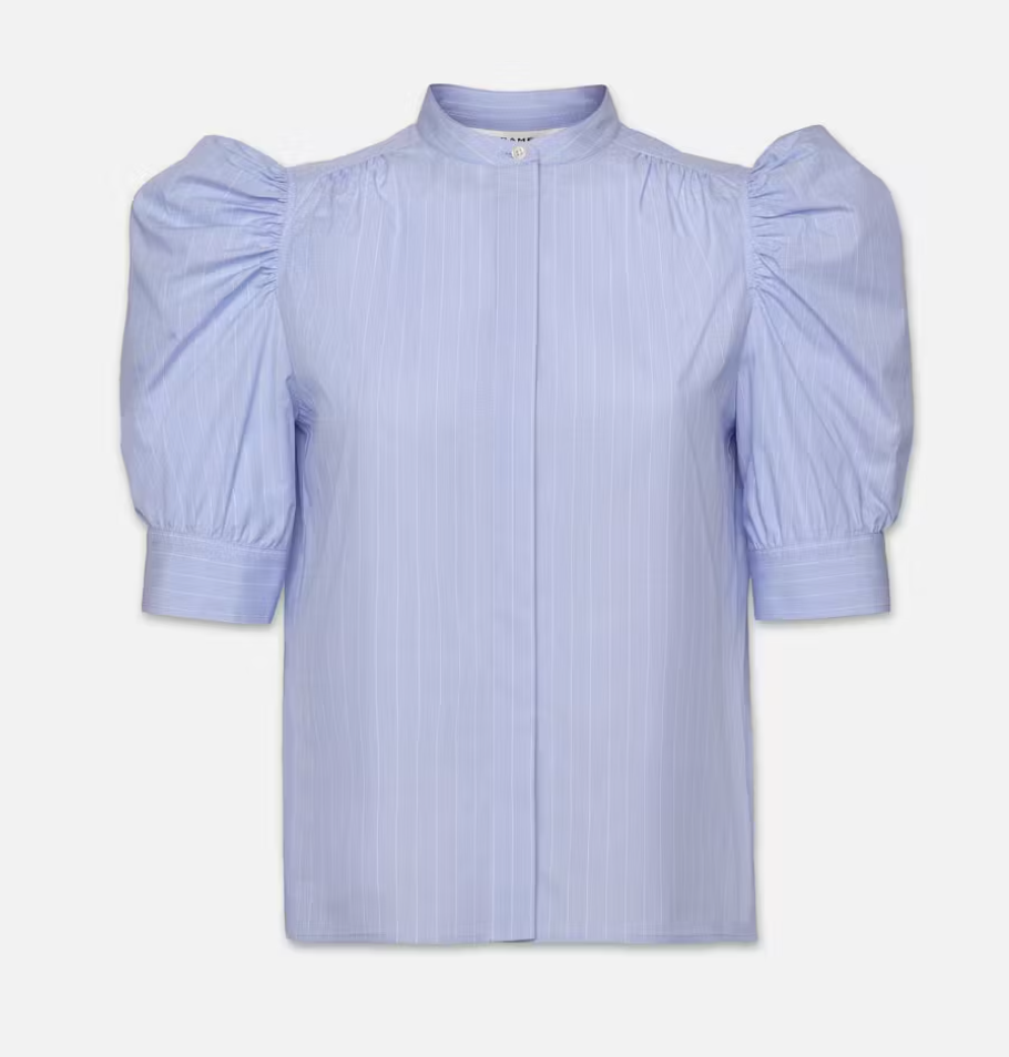 Frame Ruched Puff Sleeve Shirt