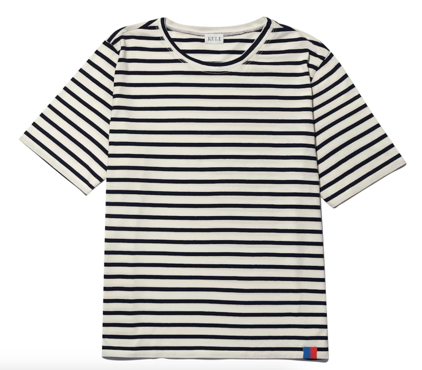 KULE The Modern Short Sleeve Tee Shirt Cream Navy Stripe