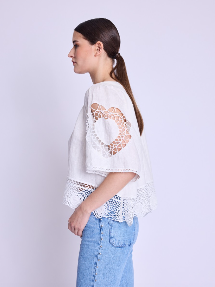 Berenice Talula Embroidered Linen Top