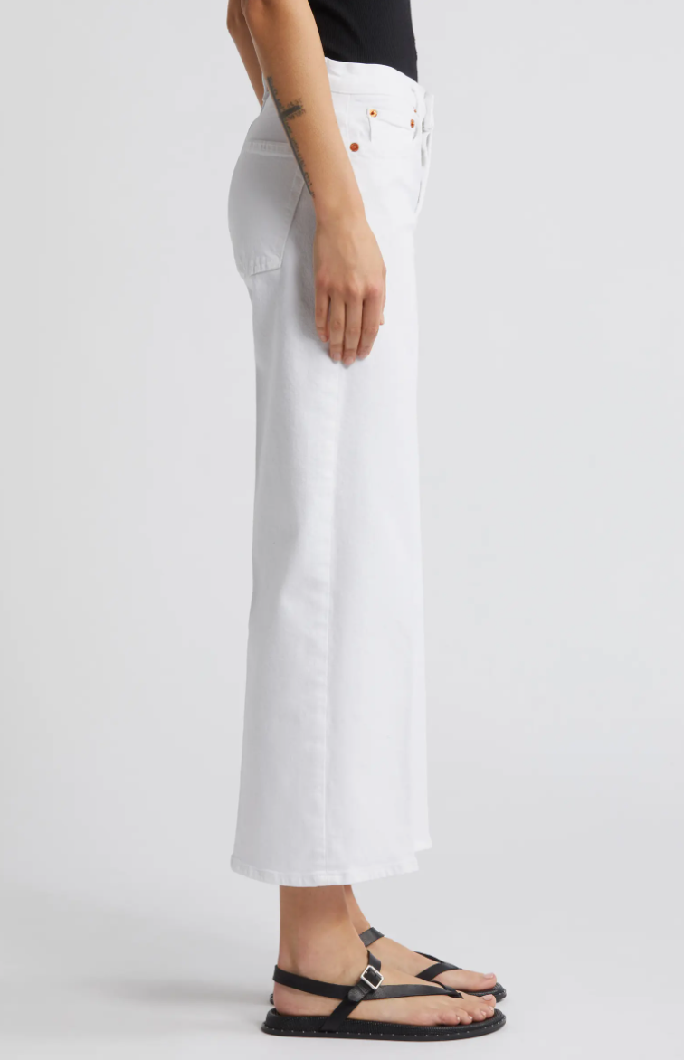 RE/DONE Mid Rise Wide Leg Crop White