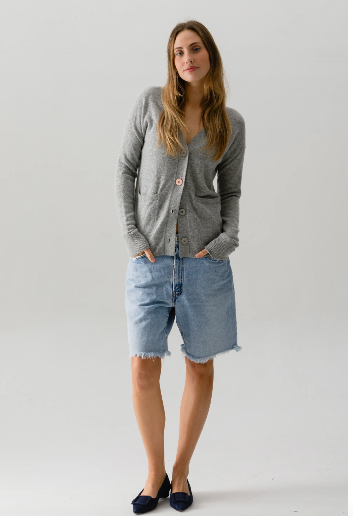 Cissa The Wrap Cardigan 100% Cashmere Heather Grey