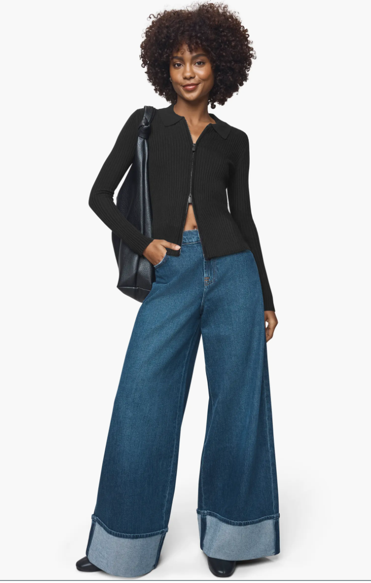 Splendid Georgie Two Zip Sweater in Black RF5S620