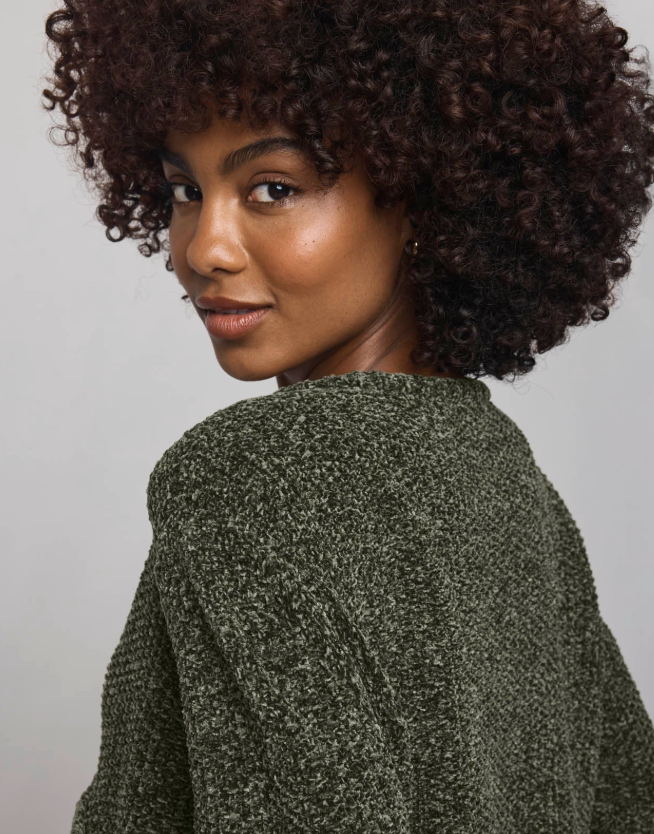 Splendid Andrea Crop Cardigan in Green Spruce RS4K861