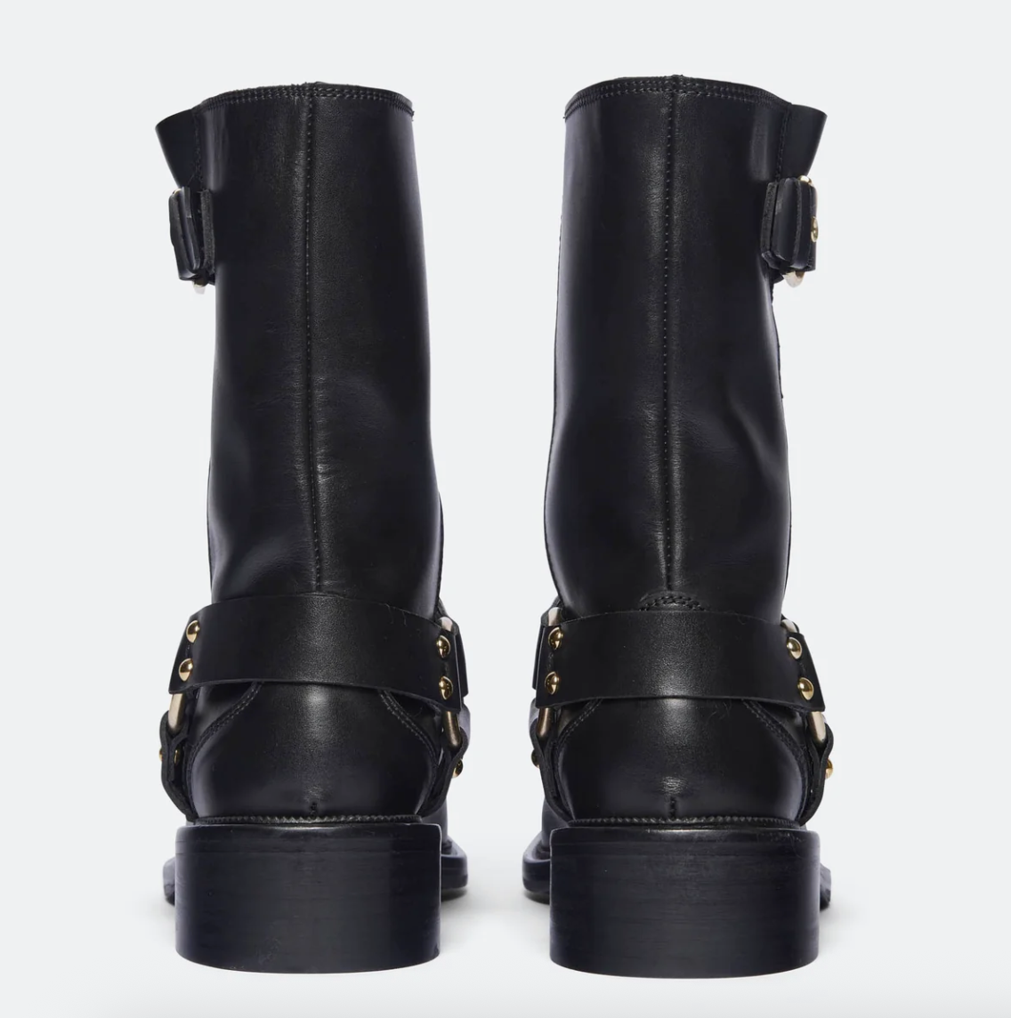 Freda Salvador AERI Black Calf Boot with Gold Hardware