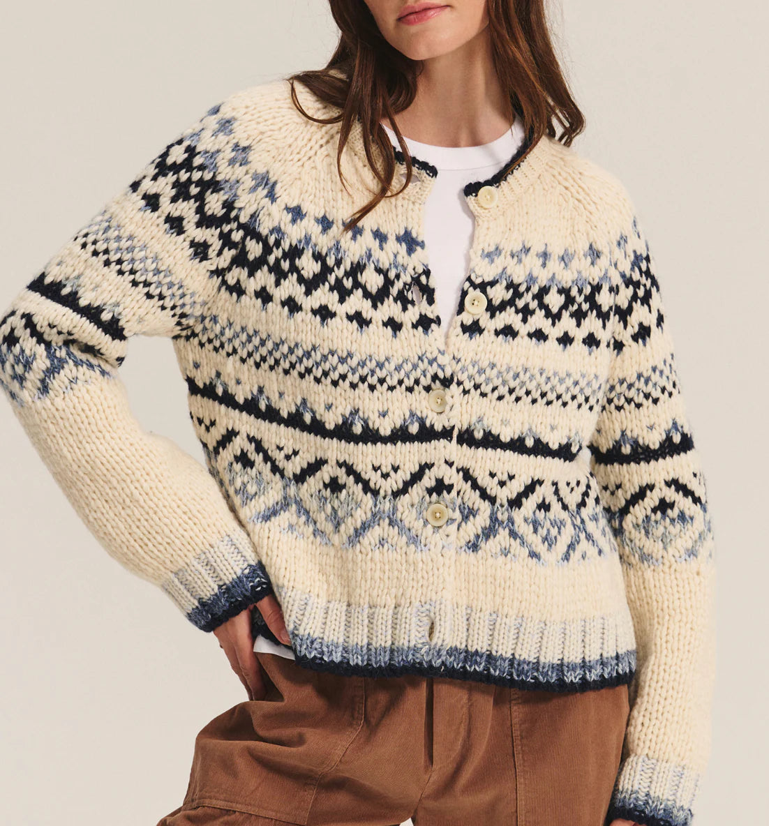 Velvet Tovah Long Sleeve Fair Isle Cardigan