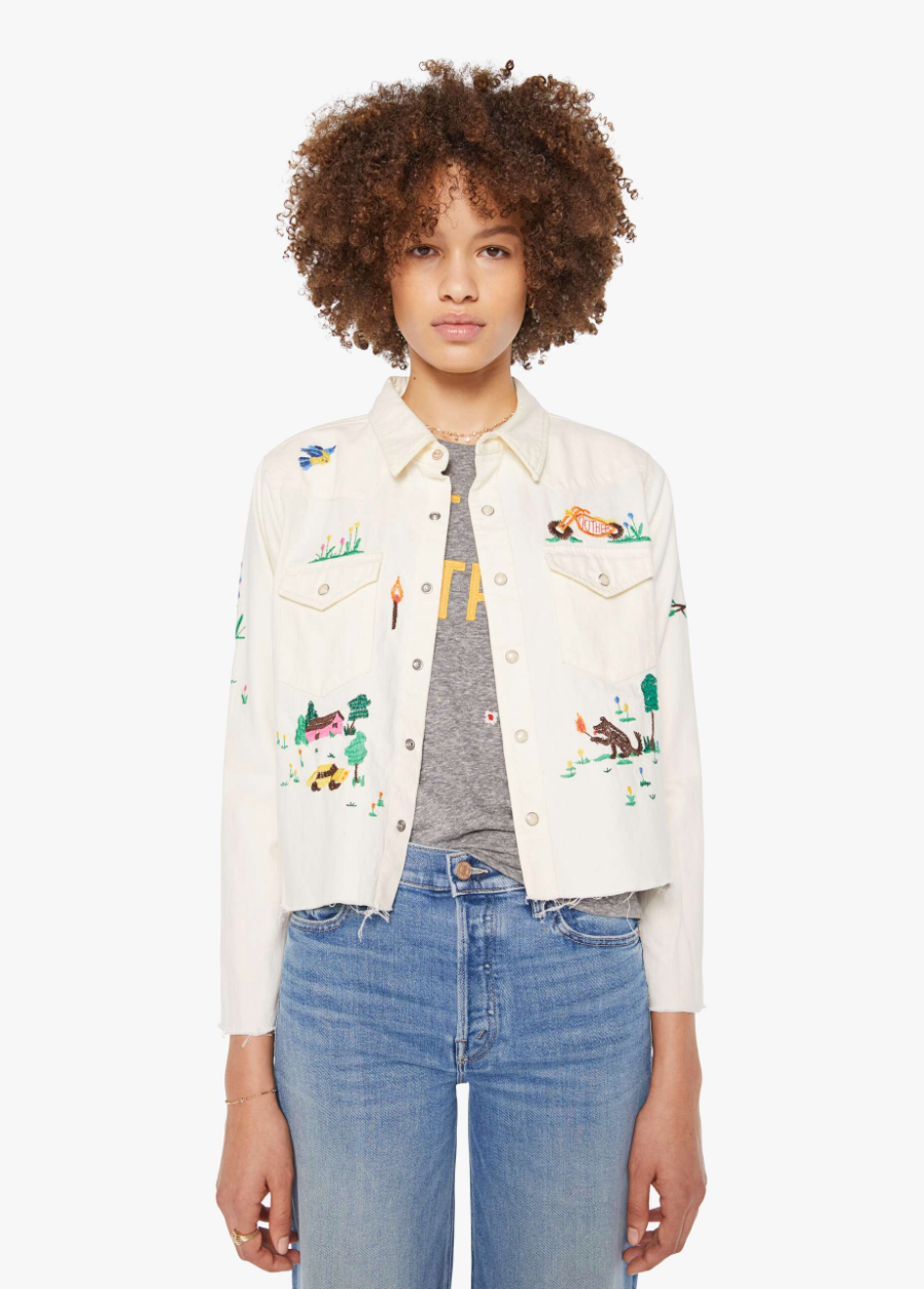 Mother Denim The Super Exs Crop Fray Denim Burron-Up 2335-1494-FDU