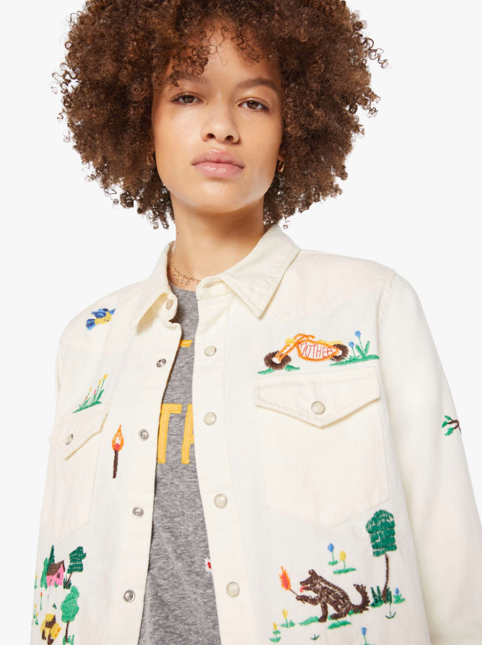 Mother Denim The Super Exs Crop Fray Denim Burron-Up 2335-1494-FDU