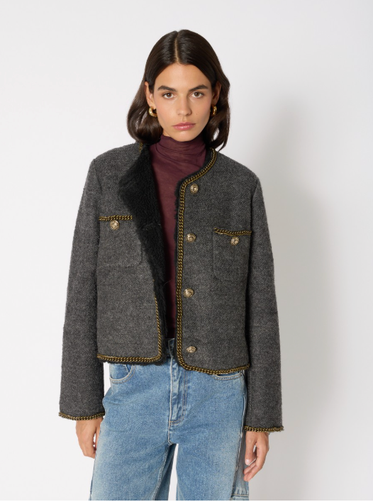 Berenice Melrosechain Short Faux Fur-Lined Coat