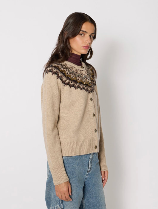 Berenice Mambowavy Cardigan with Jacquard and Pearl Embroidery