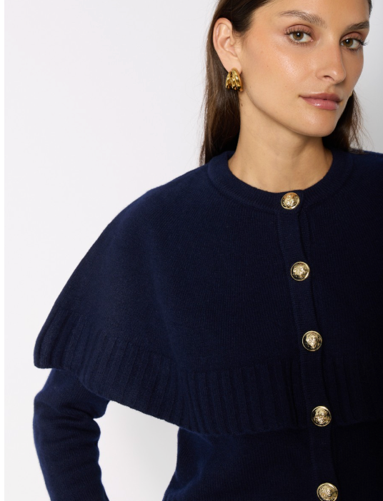 Berenice Millicent Navy Cardigan with Sailor Collar