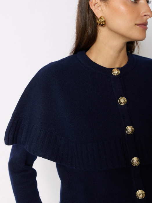 Berenice Millicent Navy Cardigan with Sailor Collar