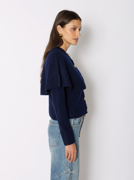 Berenice Millicent Navy Cardigan with Sailor Collar