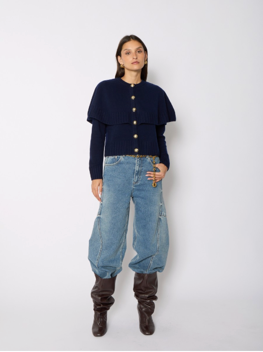 Berenice Millicent Navy Cardigan with Sailor Collar