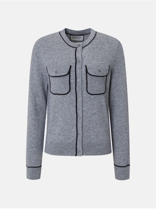 Berenice Margaret Cardigan with Pockets and Contrasting Details