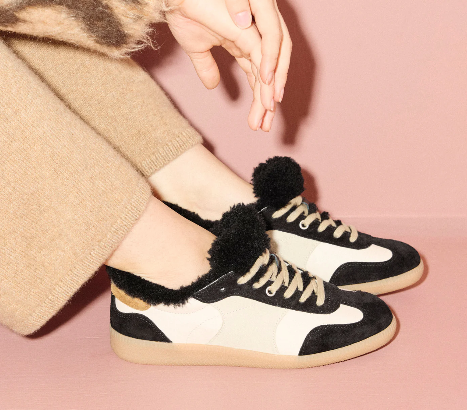 Freda Salvador Jackie Shearling Retro Sneaker