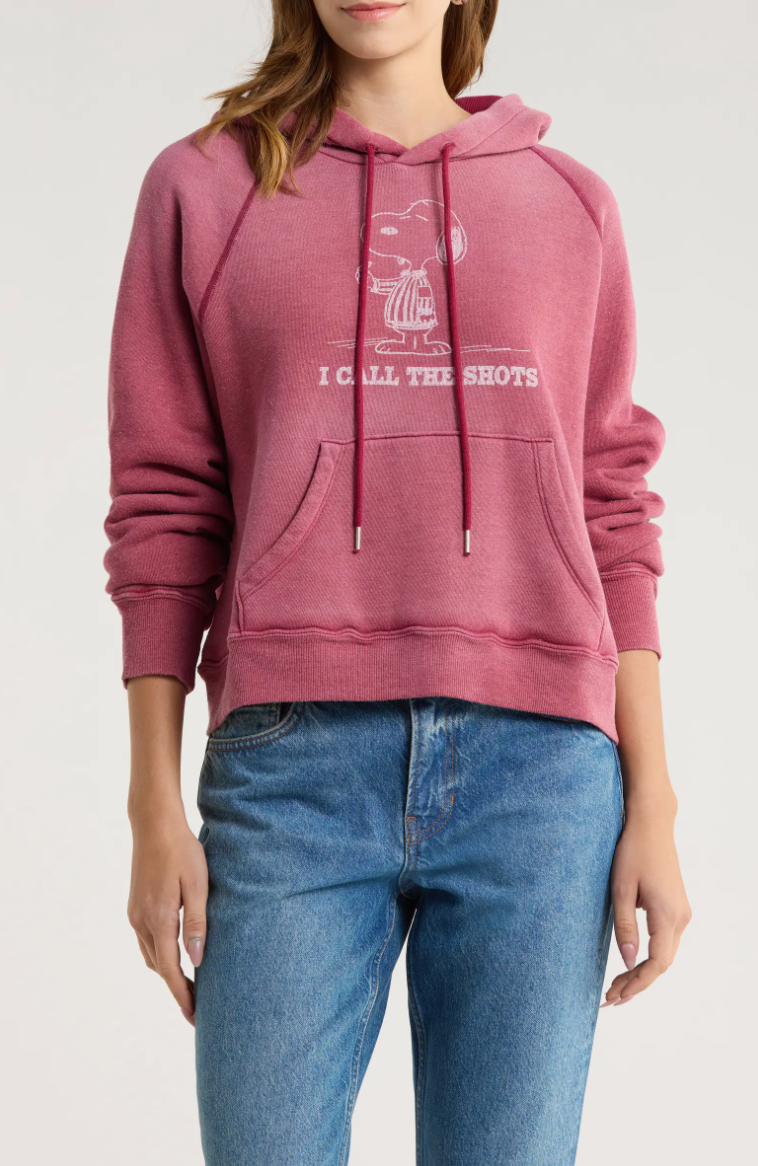 RE/DONE Thermal Lined Raglan Snoopy Hoodie